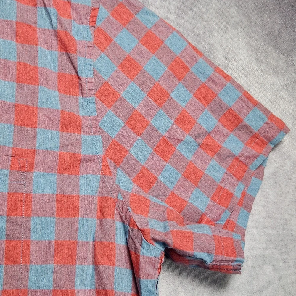 J Crew Mens XXL Red Blue Gingham Short Sleeve Button Down Shirt H4767 SP 18